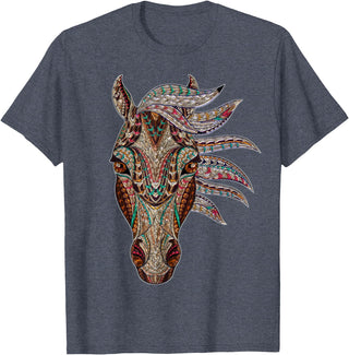 Horse Art Studios Horse Tribal Abstract Art Native American Style T-Shirt - Heather Blue