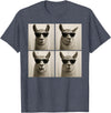 Retro Llama Portrait with Sunglasses Funny Llama Lover Cute Llama Photo Booth T-Shirt - Heather Blue
