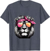 Fashionable Animals Wearing Pink Bandanas Lion Wearing a Pink Bandana Headband and Sunglasses T-Shirt - Heather Blue