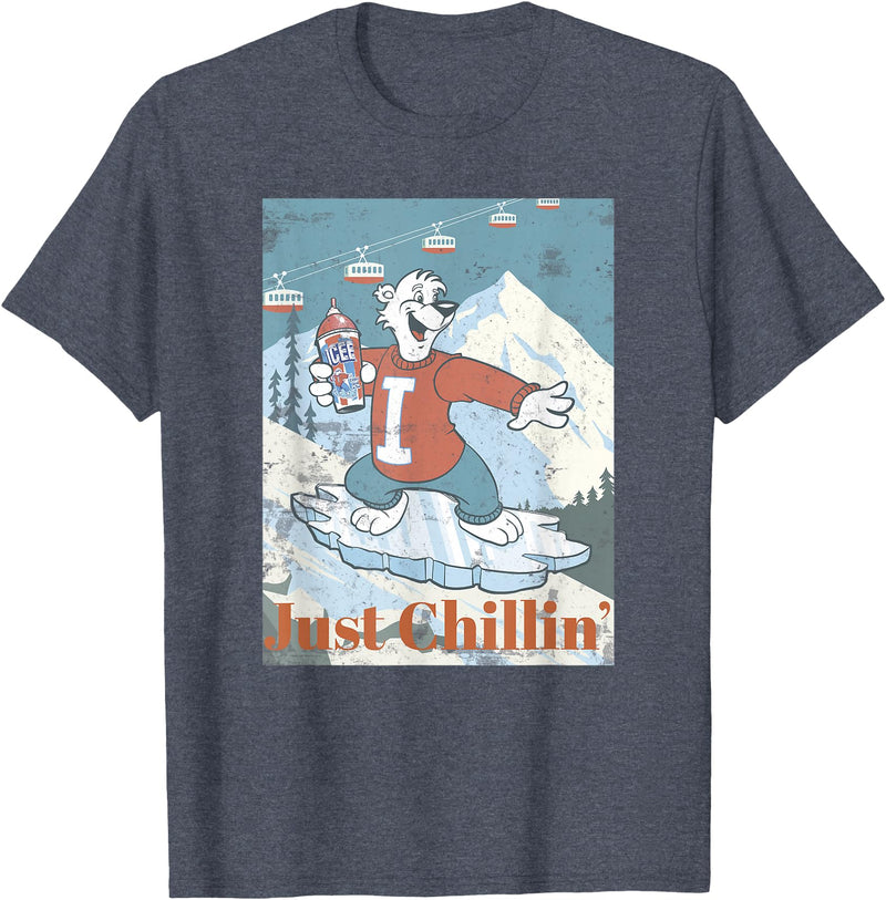 ICEE Bear Ice Boarding Just Chillin' T-Shirt - Heather Blue