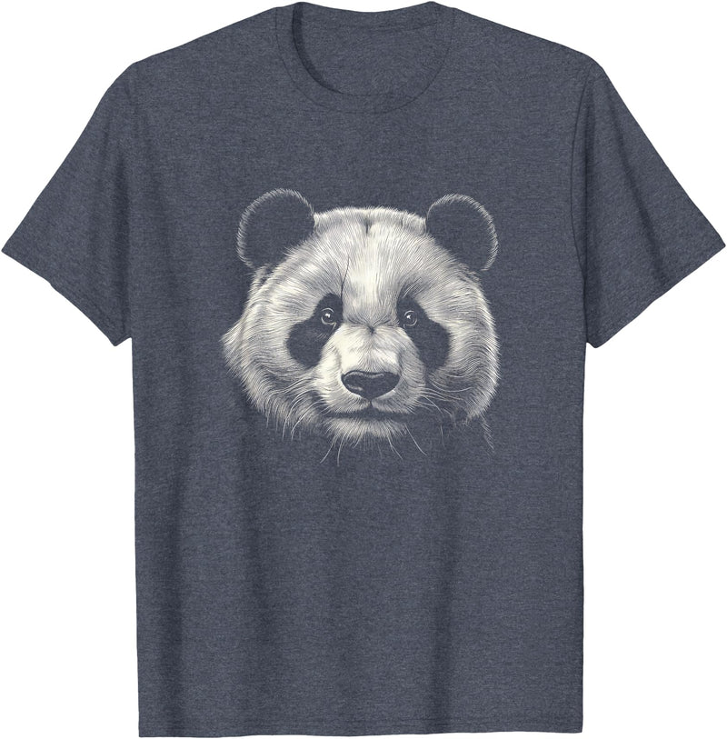 Panda Lover Theme Designs Panda Bear Face Graphic Art Design T-Shirt - Heather Blue