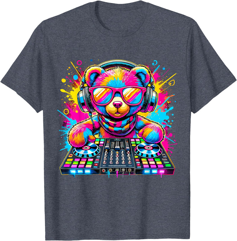 Magical and Funny Music lover Gifts DJ Teddy Bear Disco Hip Hop T-Shirt - Heather Blue