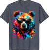 Funny Colorful Bear Lover Wildlife Colourful Bear with Sunglasses T-Shirt - Heather Blue