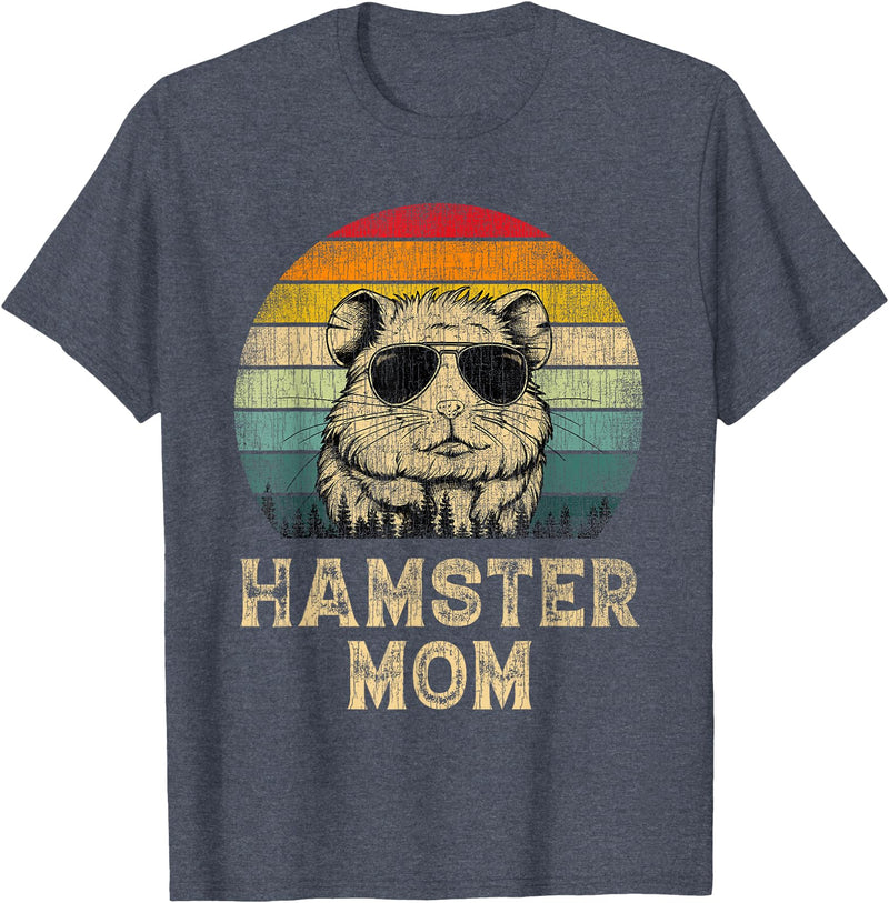 Vintage Hamster Mom Hamster Lovers Mommy Mother's Day T-Shirt - Heather Blue