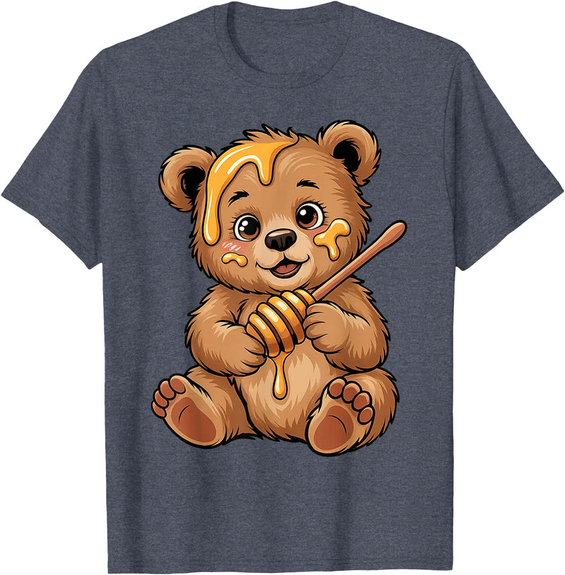 Funny bear design for kids men women Cute Bear Design for Bear Lover and Bear T-Shirt - Heather Blue