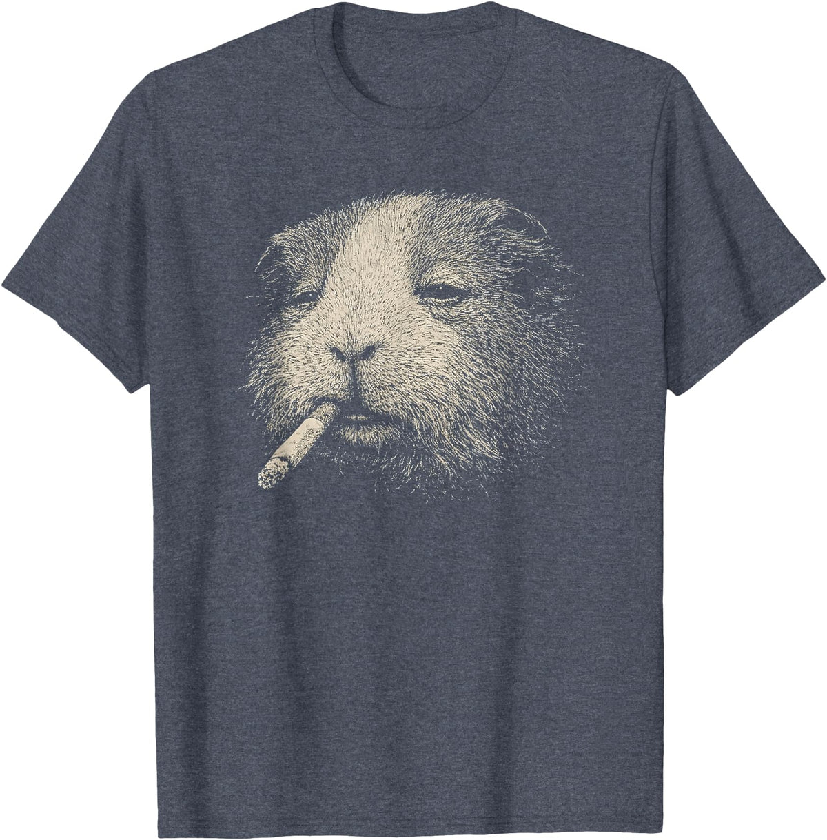 Pet Vintage Sarcastic Animal Dark Humor Meme Funny Guinea Pig Smoking Cigarette No Patience Attitude T-Shirt - Heather Blue