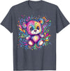 Vibrant Colorful Teddy Bear Illustration Rainbow Splash Teddy Bear T-Shirt - Heather Blue