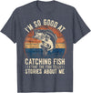 Funny Fisherman Fish Saying Mens Fishing Funny Fisherman Bass Fishing Jokes Fish T-Shirt - Heather Blue