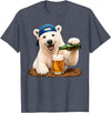 Funny Polar Bear Beer Happy Apparel Polar Bear Drinking Beer Funny Animal Meme Lovers Men Women T-Shirt - Heather Blue