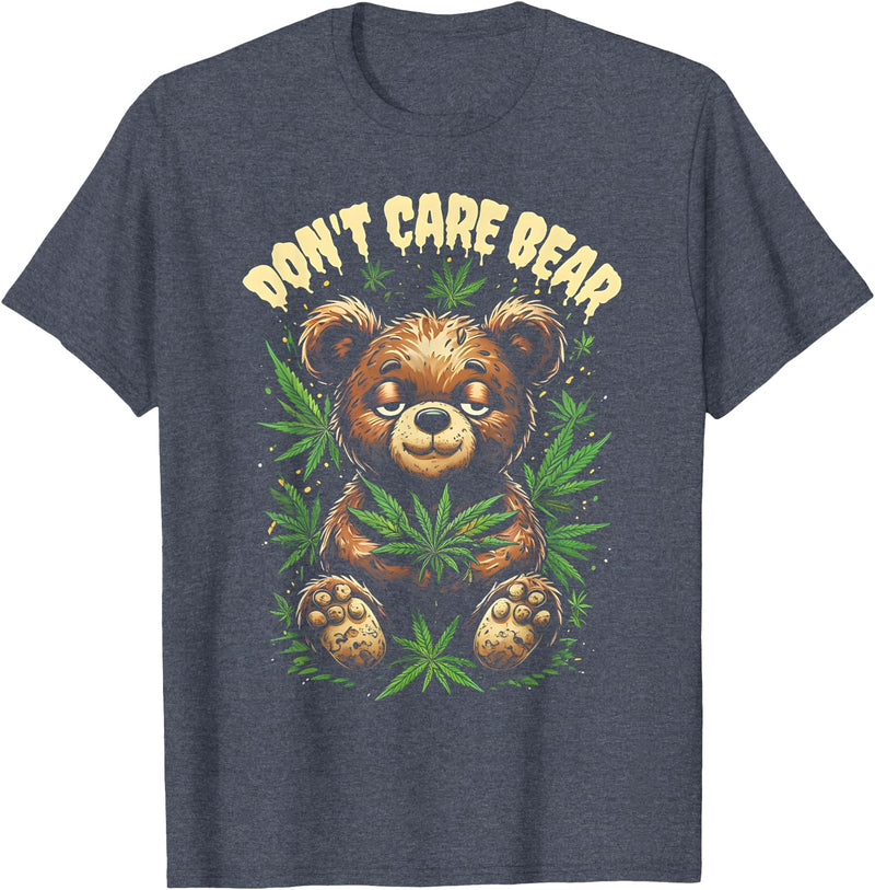 Funny Cannabis Apparel Funny Bear Cannabis Design - Don’t Care Bear T-Shirt - Heather Blue