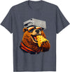 Retro Bear with Cheese for Boys Funny Animal humor Retro Bear Eating Cheese with a Grater Hat T-Shirt - Heather Blue