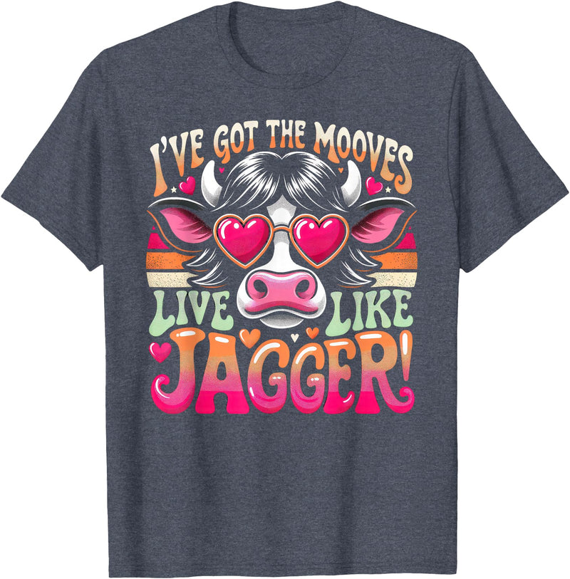 Cow's Jagger Moves: Funny Dance & Joy Cow Humor I've Got the Moves Funny Cow Like Jagger T-Shirt - Heather Blue