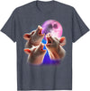 3 Animals Howling At The Moon Shirt & Gifts 3 Pigs Howling At The Moon Funny Pig Animal Lover Farmer T-Shirt - Heather Blue