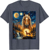 Funny Horse Vintage 90s Graphic Horse Howling to The Moon T-Shirt - Heather Blue