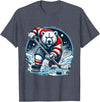 Hockey Player Love Polar Bear Hockey Bear on Ice: A Funny Polar Bear Playing Hockey T-Shirt - Heather Blue