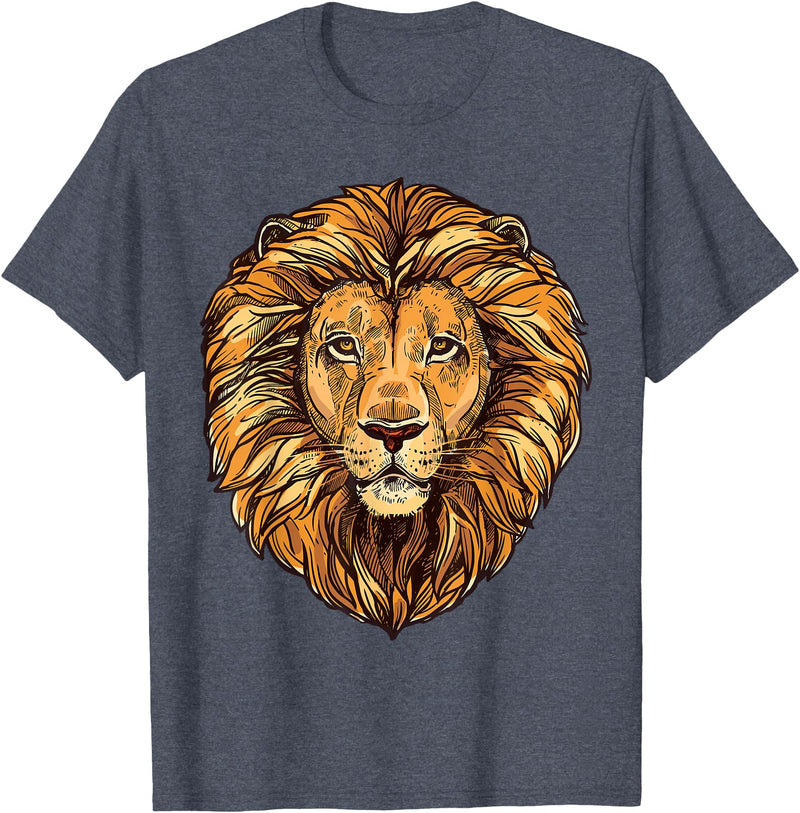 ROSS BOSS Majestic Lion Mane Detail Art T-Shirt - Heather Blue