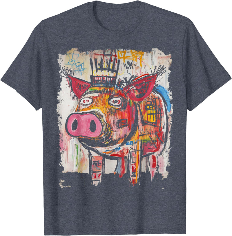 BADMENS&SIRENS Pig 90s Graffiti T-Shirt - Heather Blue