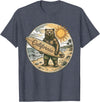 Retro Coastal Surf Bear Vintage Beach Apparel Vintage California Surf Bear Beach Retro Coastal Summer T-Shirt - Heather Blue
