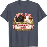 Cute Guinea Pig Mom Cavy Lover Apparel Co Guinea Pig Mom T-Shirt - Heather Blue