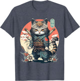 NINJA KITTEN WARRIORS Japanese Samurai Cat Tattoo, Kawaii Ninja Cat Women, Girls T-Shirt