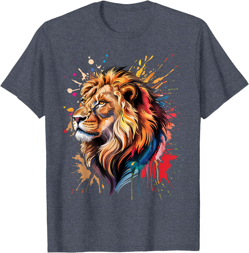 Lion Animal Lover Gift Co. Lion Animal King Nature Graphic Tees Women Men Kids Trendy T-Shirt - Heather Blue