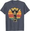 The Giraffe Fan Co. Giraffe Vintage Sunglasses Funny T-Shirt - Heather Blue
