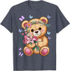 Bear Lover Gift Co. Cool Crowned Teddy Bear for Flowers Lovers T-Shirt - Heather Blue