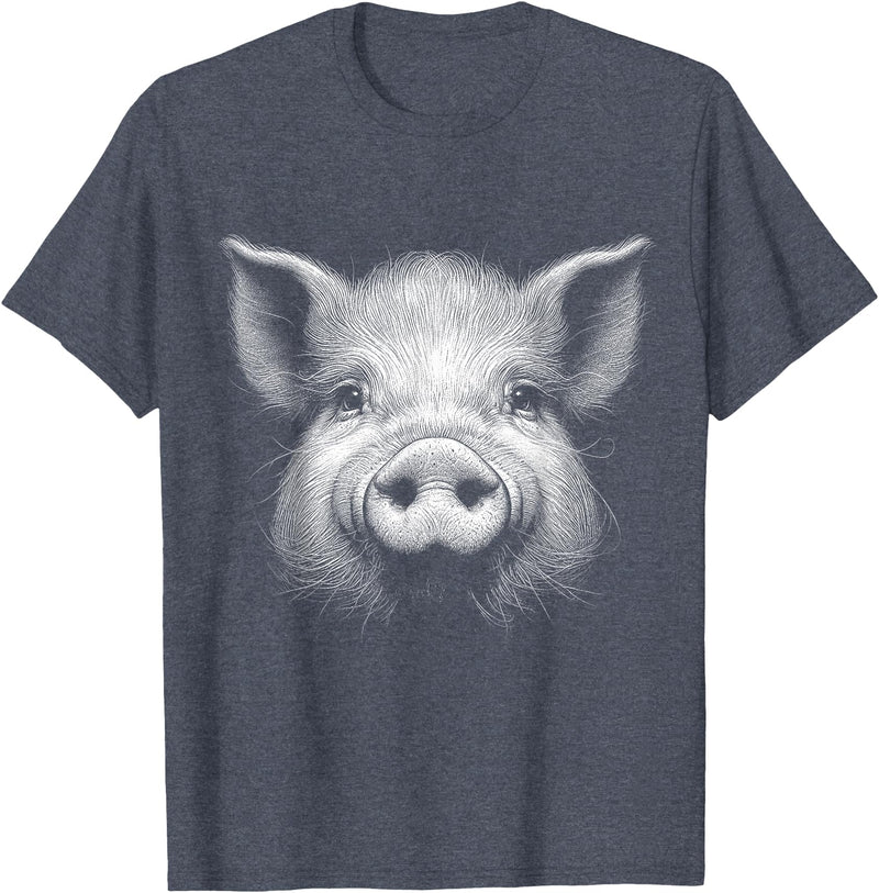 Animal Lovers Funny Quotes And Designs Pig Face Lover Art Design For Men And Women T-Shirt - Heather Blue