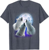 3 Animals Howling At The Moon Shirt & Gifts 3 Polar Bears Howling At The Moon Funny Polar Bear Lover T-Shirt - Heather Blue