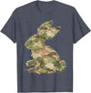 Funny Bunny Crochet Patchwork Camo Rabbit Happy Easter Day T-Shirt in Heather Blue