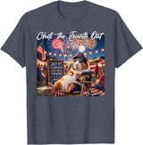 Retro Chill The Fourth Out Patriotic Guinea pigs Chill The Fourth Out Funny Guinea Pigs Coffee 4th of July T-Shirt - Heather Blue