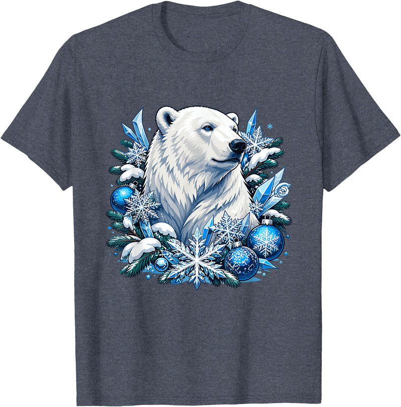 Arctic Polar Bear Snowflake Winter Christmas Christmas Polar Bear Snowflakes Winter Ornaments T-Shirt - Heather Blue