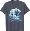 Sea Ocean Animal Art Polar Bear Ocean Sea Polar Bear Motif Marine Mammal Artwork T-Shirt - Heather Blue
