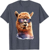 Funny Llama Lover Graphics Alpaca with Sunglasses Animal Art Graphic Funny Llama T-Shirt - Heather Blue