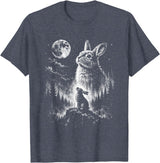 Bunny Rabbit Howling to the Moon Bunny Howl At T-Shirt in Heather Blue