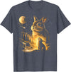 Bunny Howling to the Moon Vintage 90s Animal Easter Day T-Shirt (Black) in Heather Blue