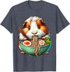 Cute Guinea Pig Gifts Guinea Pig Eating Ramen Japanese Noodles T-Shirt - Heather Blue