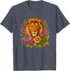 Cute and Funny Lions Graphic Designs. Lion Flower Floral Cute Men Women Kids T-Shirt - Heather Blue
