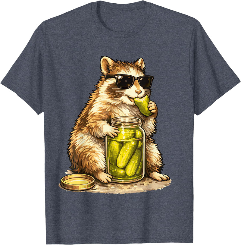 Pickle Munching Guinea Pig Designs Funny Guinea Pig Pickle Lover T-Shirt - Heather Blue
