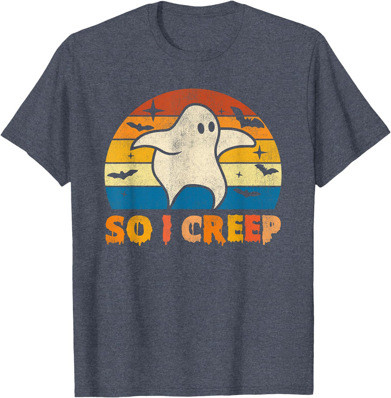 Creeping Ghost Halloween Tees So I Creep Ghost Halloween Funny T-Shirt - Heather Blue