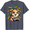 Hamster Gamer Pew Funny Video Games Vintage Boys Men Girls T-Shirt - Heather Blue