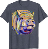 Potbelly Pig Shirt - Potbelly Pig Gifts - Potbellied Pig Art T-Shirt - Heather Blue