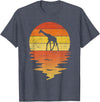 TrendyPull Silhouette Retro Vintage Style Gifts Giraffe Shirt Retro Sunset 70s Vintage Giraffe T-Shirt - Heather Blue