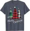 Merry Christmas Apparel Matching Family Clothes Merry Christmas Three Xmas Trees Buffalo Plaid Woman Gift T-Shirt - Heather