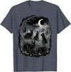 Midnight Woodland Rabbit Art Apparel Graphic Tees Creepy Black Rabbits Moonlit Forest Gothic Horror Halloween T-Shirt -