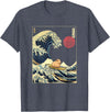 AxisNagawa Guinea Pig Kanagawa Wave Funny Surf Animal T-Shirt - Heather Blue