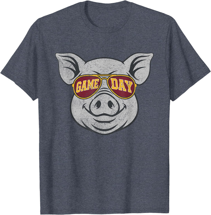Game Day Pig Tee-TShirt Gifts Game Day Pig T-Shirt - Heather Blue