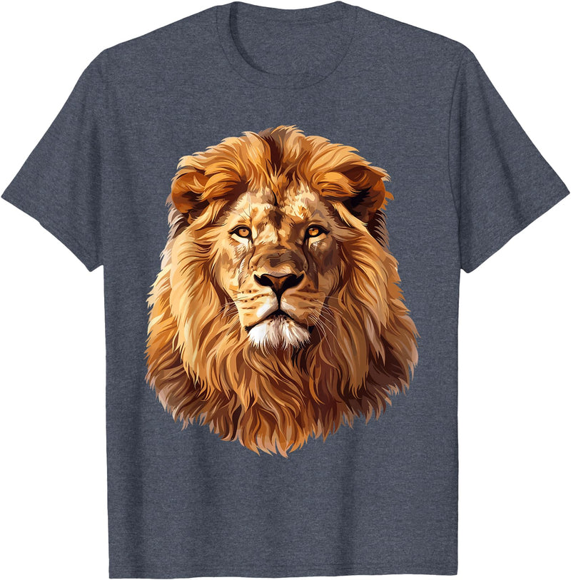 Lions and African Animals Design Lion T-Shirt - Heather Blue