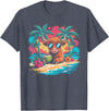 Summer Vibes Highland Cow Funny Beach Vacation Tee Tropical Highland Cow Summer Vibes Funny Beach T-Shirt - Heather Blue