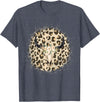 Funny Leopard Cow Skull designs Funny Leopard Cow Skull print Flower Rustic Turquoise T-Shirt - Heather Blue